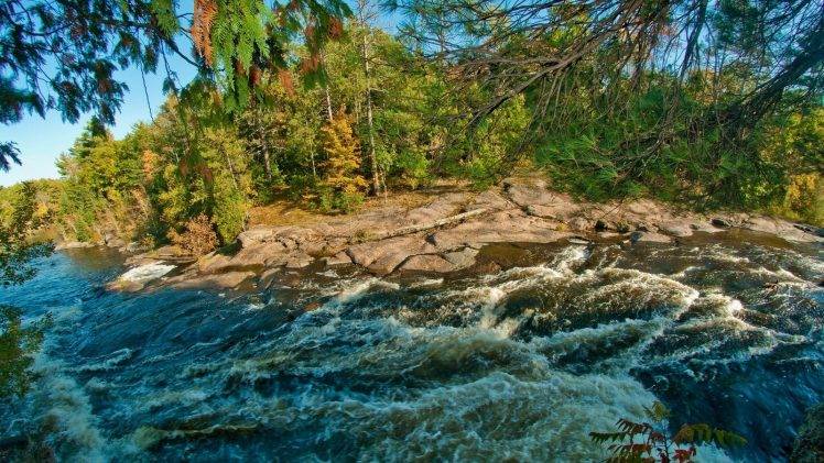 nature, Landscape, River, Forest, Rapids, Trees HD Wallpaper Desktop Background