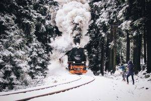 nature, Train, Railway, Snow, Vehicle, Winter