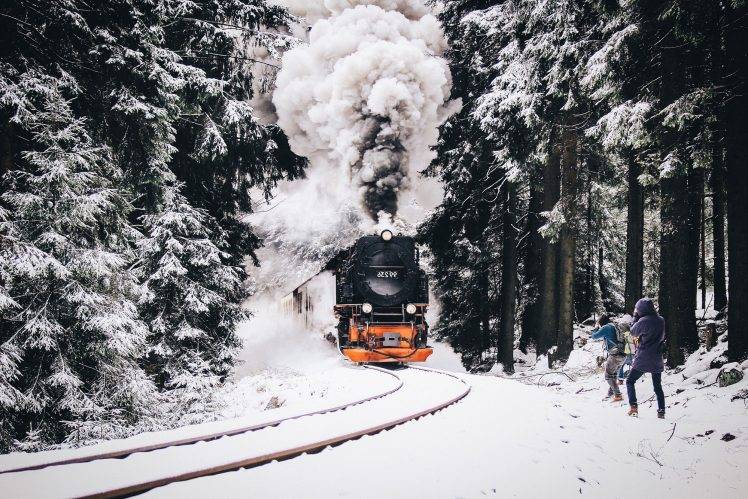 nature, Train, Railway, Snow, Vehicle, Winter HD Wallpaper Desktop Background