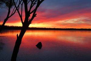 landscape, Sunset, Lake