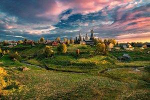 landscape, Archangelsk, Fall, Njonoksa, Village