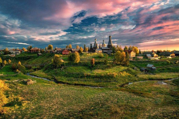 landscape, Archangelsk, Fall, Njonoksa, Village HD Wallpaper Desktop Background