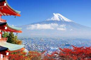 Japan, Mount Fuji, Building, Nature, Asian Architecture, Trees