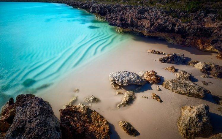 nature, Landscape, Beach, Sand, Rock, Turquoise, Water, Sea HD Wallpaper Desktop Background