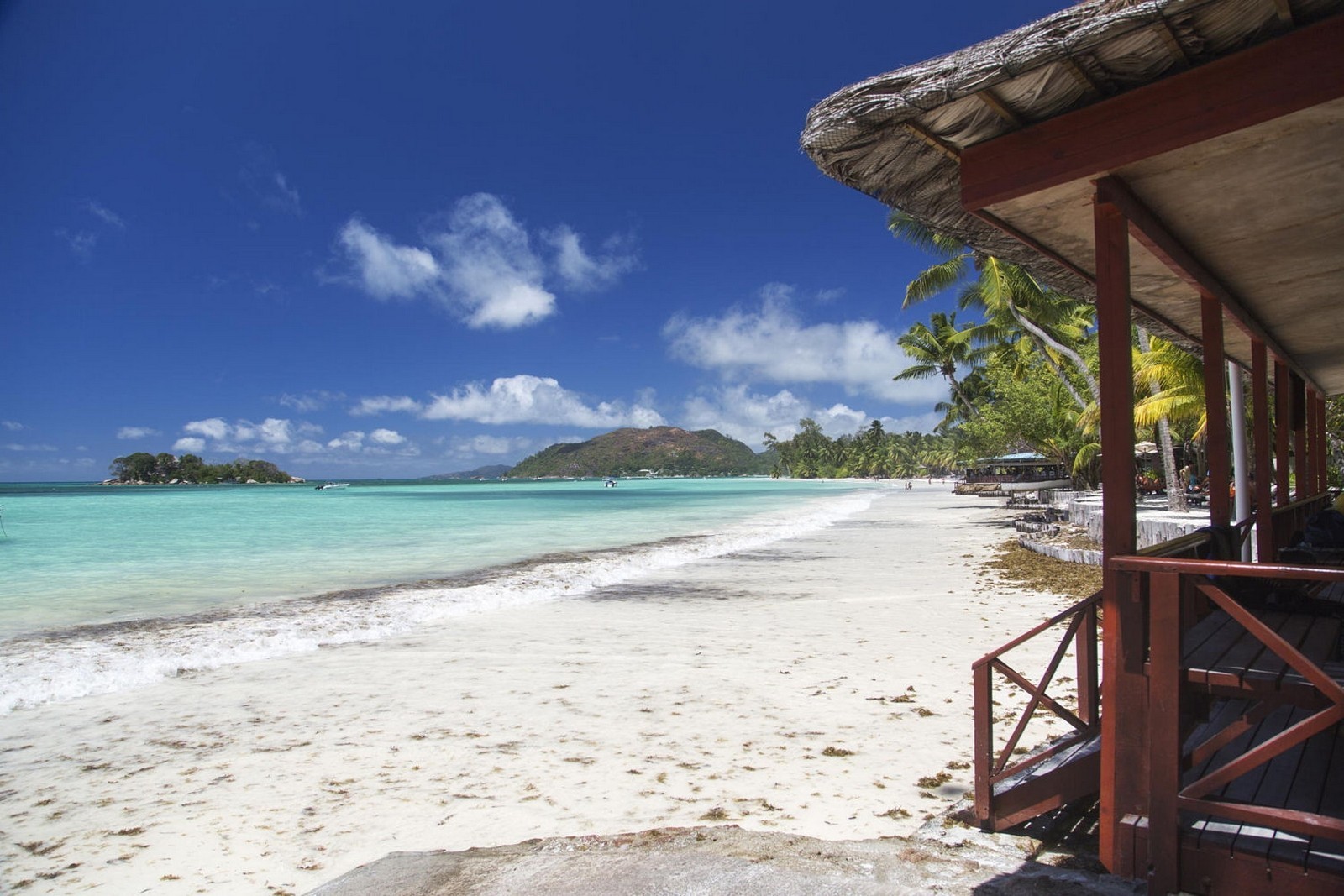 landscape, Nature, Tropical, Beach, White, Sand, Sea, Palm Trees, Island, Summer, Bungalow, Seychelles Wallpaper