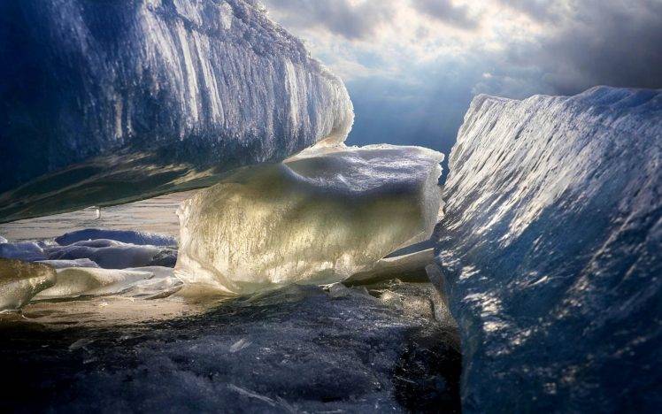 landscape, Nature, Ice, Sea, Clouds, Sun Rays, Sunlight, Cold, North Pole HD Wallpaper Desktop Background