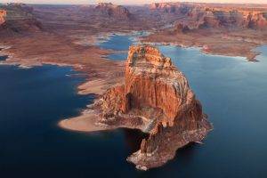 nature, Landscape, Lake, Sunset, Rock, Erosion, Desert, Arizona, Utah