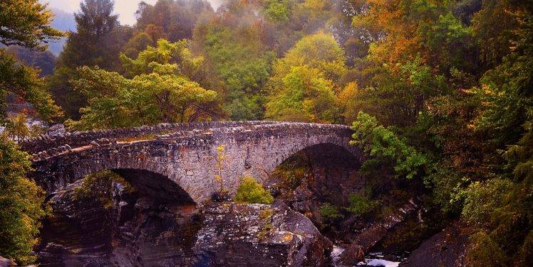 nature, Landscape, Old, Stone, Bridge, Trees, River, Scotland HD Wallpaper Desktop Background