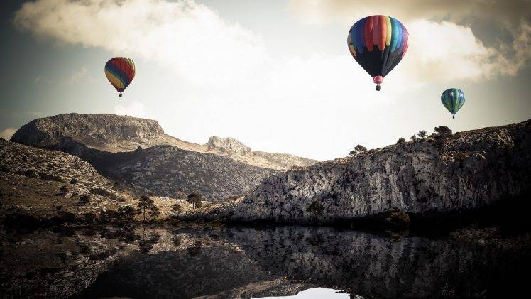 nature, Landscape, Lake, Reflection, Hot Air Balloons HD Wallpaper Desktop Background