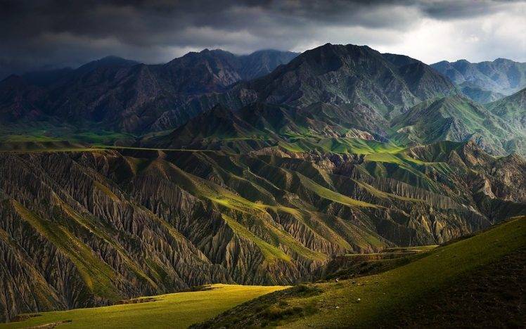 nature, Landscape, Mountains, Canyon, Dark, Clouds, Storm, Summer, Sunlight, China HD Wallpaper Desktop Background