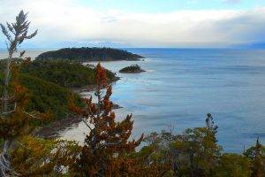 nature, Landscape, Photography, Peninsula, Island, Forest, Hills, Sea, Trees, Clouds, Beach, Patagonia, Chile