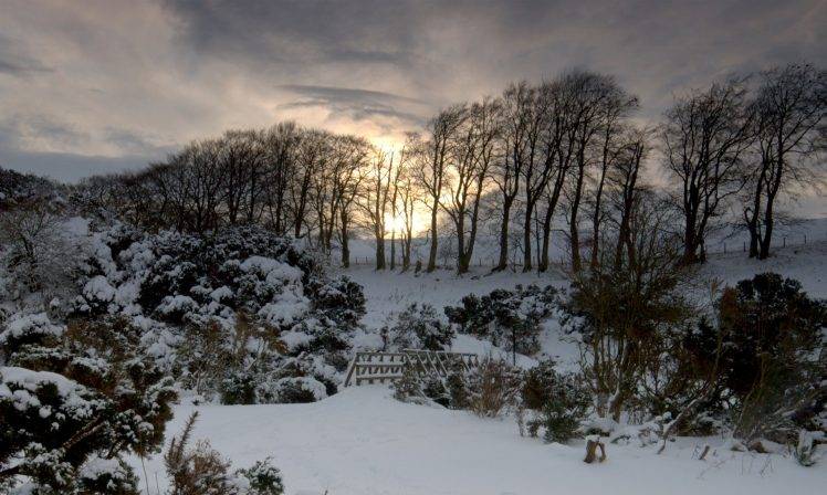 landscape, Nature, Snow, Sunset HD Wallpaper Desktop Background