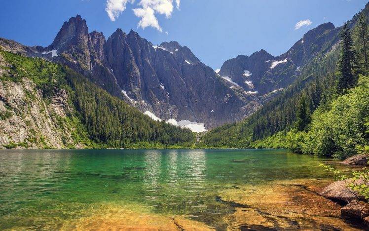 nature, Landscape, Lake, Mountains, Forest, Spring HD Wallpaper Desktop Background