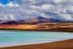 nature, Landscape, Lake, Mountains, Clouds, Atacama Desert, Chile