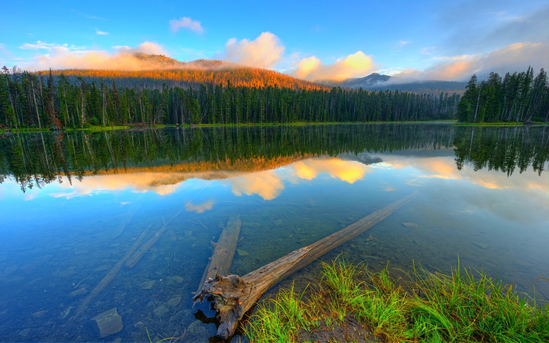 Nature Landscape Lake Forest Mountains Blue Water Reflection 