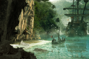 boat, Island, Cave, Landscape, Assassins Creed