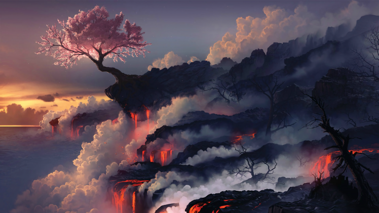 lava, Nature, Trees HD Wallpaper Desktop Background