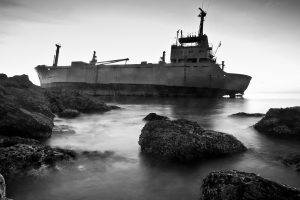 ship, Wreck, Shipwreck, Nature, Landscape, Rock, Sea, Stones, Monochrome, Cranes (machine)