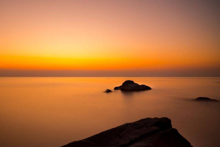 landscape, Sea, Rocks, Long Exposure, Sunrise, China HD Wallpaper Desktop Background