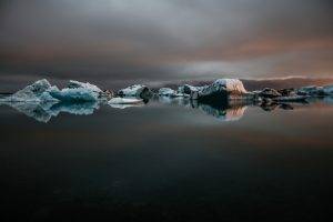 landscape, Ice, Reflection, Water, Iceland