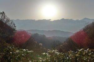 Japan, Forest, Mountains, Lens Flare, Valley, Sunset, Nagano Prefecture, Landscape, Nature