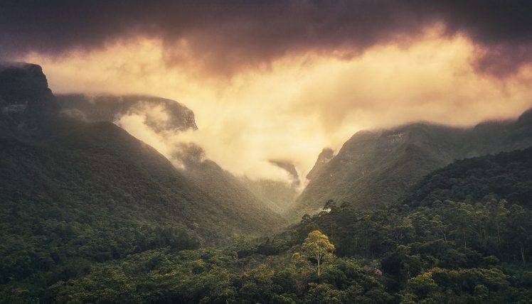 nature, Landscape, Mountains, Rainforest, Canyon, Sunset, Clouds, Sunlight, Trees, Brazil HD Wallpaper Desktop Background