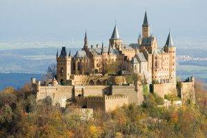 architecture, Nature, Landscape, Trees, Forest, Germany, Castle, Hills, Tower, Ancient, Fall, Hohenzollern