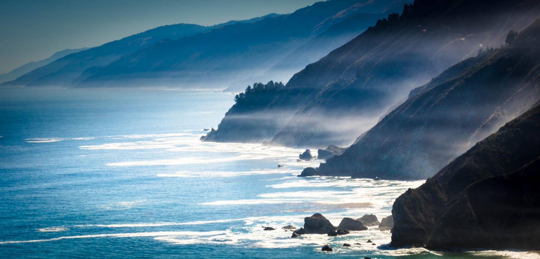 landscape, Nature, Mist, Sea, Mountains, Coast, Rocks, California Wallpaper
