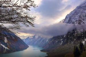 landscape, Nature, Lake, Mountains, Snowy Peak, Clouds, Trees, Fall, Alps, Switzerland