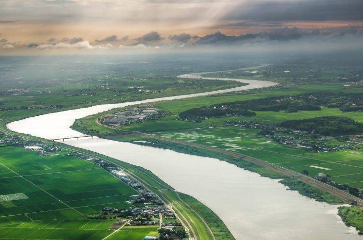 Japan, River, Nature, Landscape, Aerial View HD Wallpaper Desktop Background