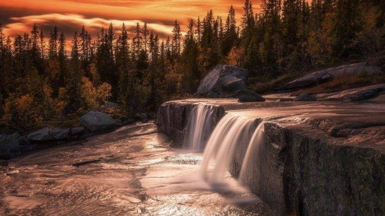 nature, Landscape, Pine Trees, Rocks, Fall, Sunset HD Wallpaper Desktop Background