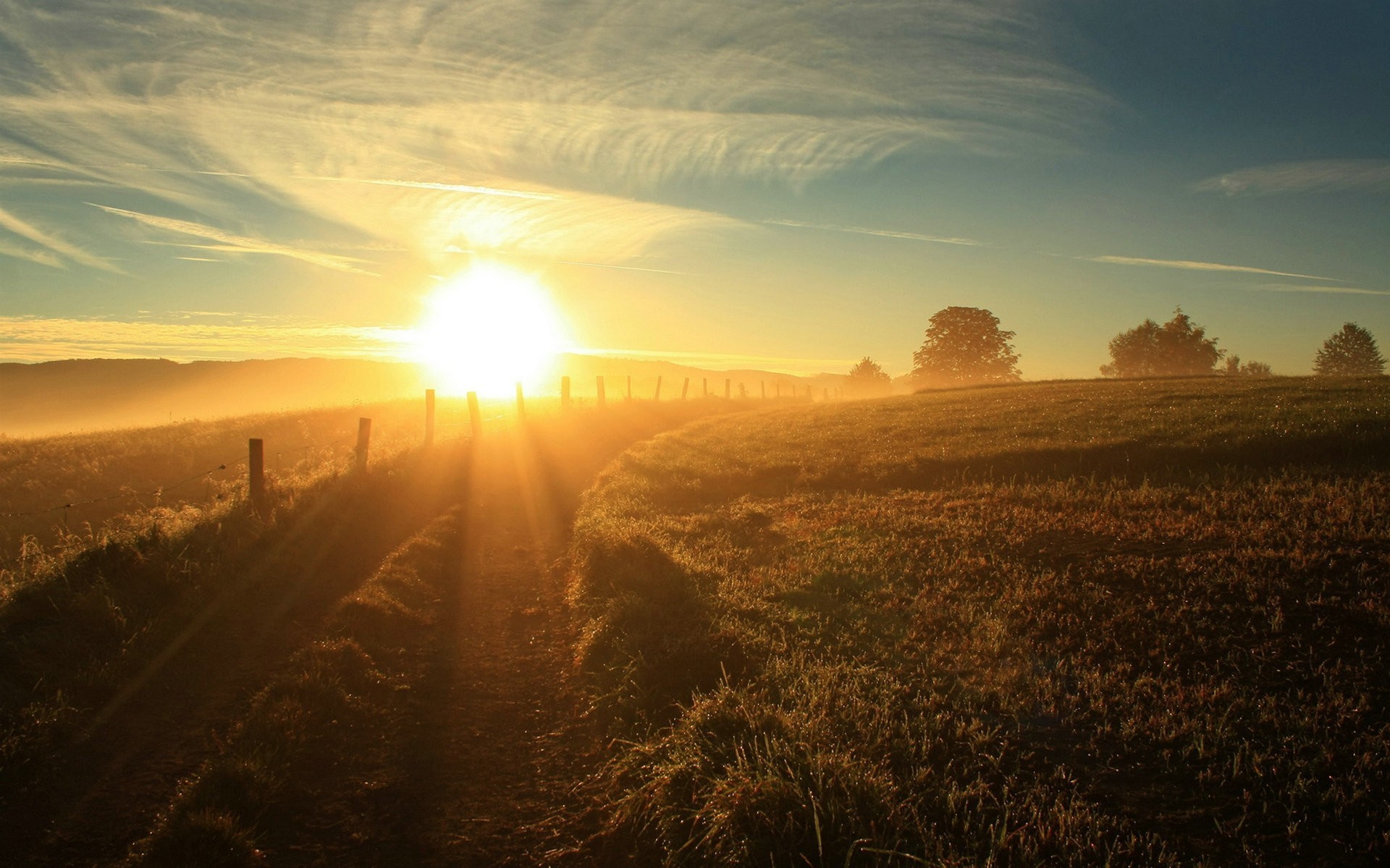 fence, Hills, Sky, Trees, Nature, Landscape, Photography Wallpaper