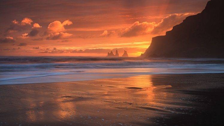 sea, Clouds, Sunset, Waves, Nature, Landscape, Photography, Orange HD Wallpaper Desktop Background
