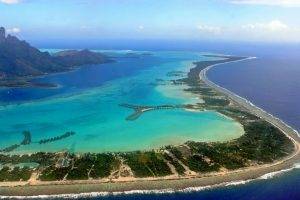 nature, Landscape, Aerial View, Island, Tropical, Beach, Sea, Bora Bora, French Polynesia