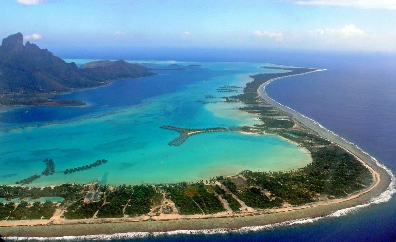 nature, Landscape, Aerial View, Island, Tropical, Beach, Sea, Bora Bora, French Polynesia Wallpaper