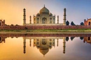 India, Taj Mahal, Asian Architecture, Love, Landscape, Water, Reflection, Sunset