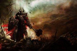artwork, Fantasy Art, Knights, War, Warrior, Death, Blood, Hammer, Sword