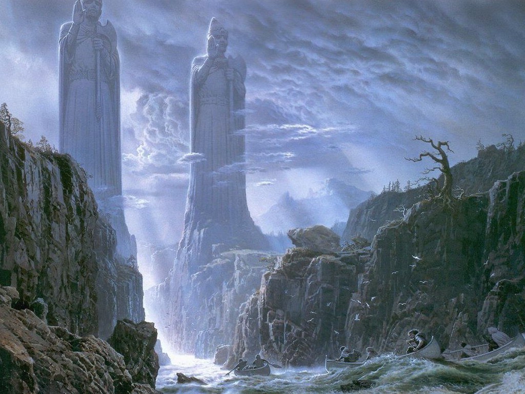 fantasy Art, The Lord Of The Rings, Statue, River, Argonath Wallpaper