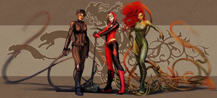 fantasy Art, Harley Quinn, Poison Ivy, Catwoman, Nebezial HD Wallpaper Desktop Background