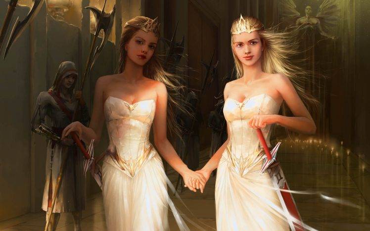 fantasy Art, Blonde, Twins HD Wallpaper Desktop Background