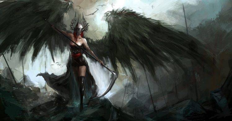 fantasy Art, Scythe, Wings HD Wallpaper Desktop Background