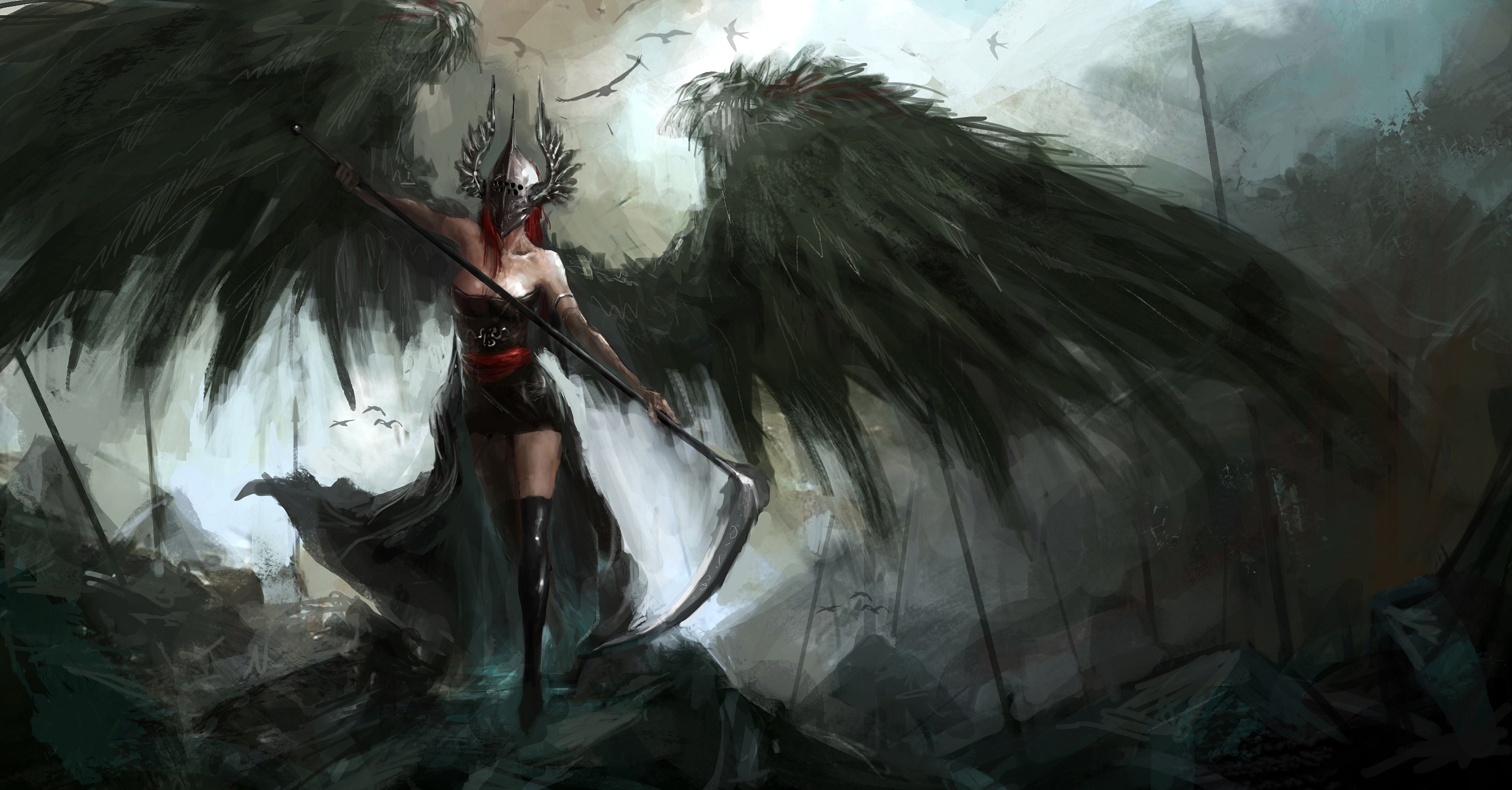 fantasy Art, Scythe, Wings Wallpaper