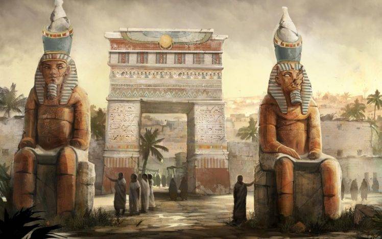 Egypt, Statue, Architecture, Artwork, Fantasy Art HD Wallpaper Desktop Background