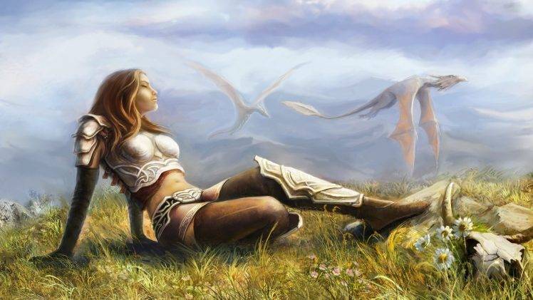 fantasy Art, Dragon, Women HD Wallpaper Desktop Background