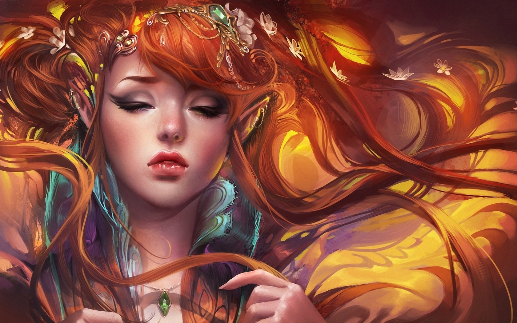 fantasy Art, Women, Redhead, Elves Wallpaper