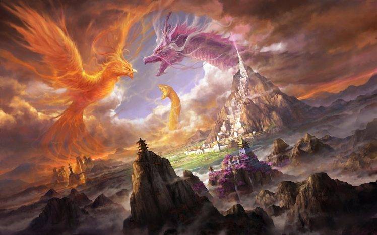 fantasy Art, Phoenix, Dragon HD Wallpaper Desktop Background