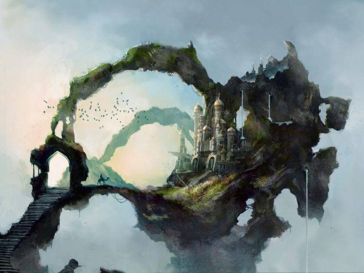 fantasy Art, Castle, Stairs HD Wallpaper Desktop Background