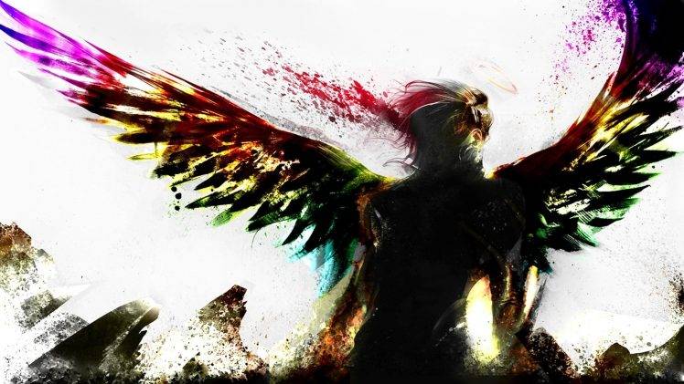 artwork, Fantasy Art, Digital Art, Angel, Wings, Colorful HD Wallpaper Desktop Background
