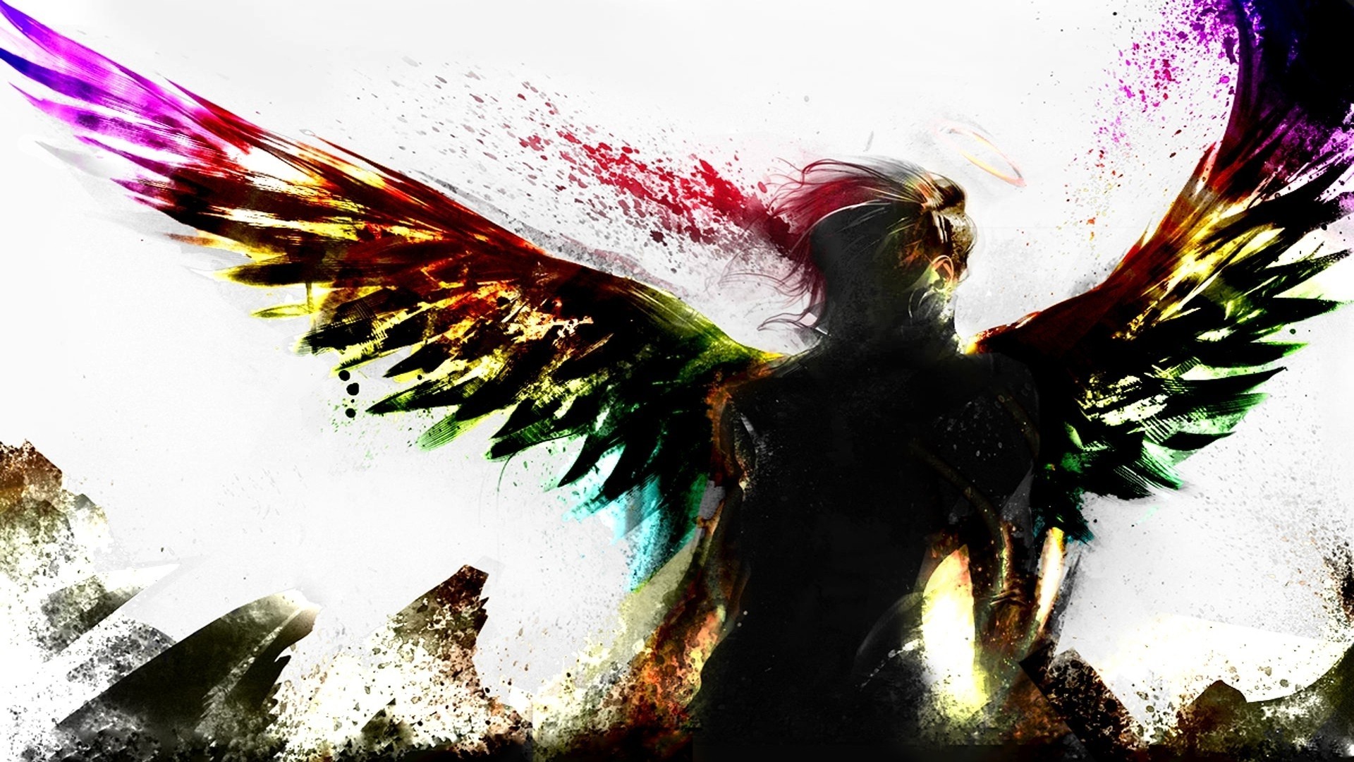 artwork, Fantasy Art, Digital Art, Angel, Wings, Colorful Wallpaper