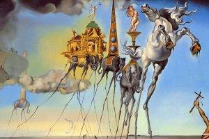 Salvador Dalí, Painting, Fantasy Art, Skull, War, Clocks, Time, Classic Art
